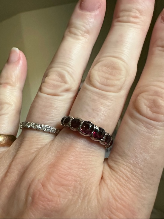 Antique Jewelry - Antique Georgian 9ct Gold Garnet 7-Stone Ring Band Size 7.75